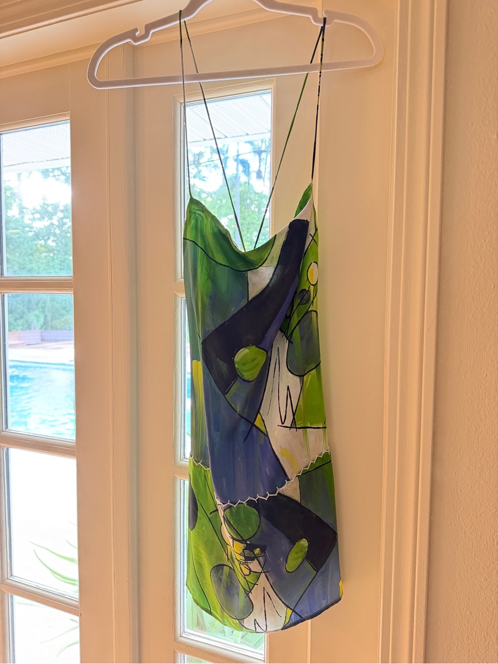 Yellow the label. 100% Silk Dress abstract unique